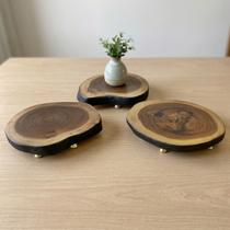 Kit 3 Bases Decorativas Rústicas Pezinhos Dourados 19cm Kit 3 Bases Decorativas Rústicas Pezinhos Dourados 19cm