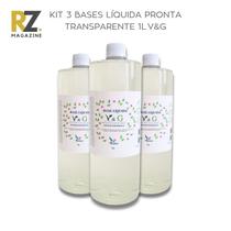 Kit 3 Bases Sabonete Líquido Pronta Hipoalergênica Transparente p/ Sabonete e Shampoo - Quimiz V&G - 1Litro Kit 3 Bases Sabonete Líquido Pronta Hipoalergênica Transparente p/ Sabonete e Shampoo - Quimiz V&G - 1Litro