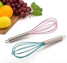 Kit 3 Batedor De Ovos Bolo Silicone Fouet Fuê Grande 30cm Cabo Inox