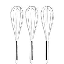 Kit 3 Batedor Manual Fuê Profissional Para Massas Ovos Clara Chantilly Bolo Pão Confeitaria Cozinha Restaurante Padaria