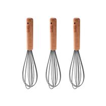 Kit 3 Batedores de Ovos Silicone Bambu 25cm