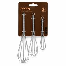 Kit 3 Batedores Fouet em Aço Inox Mini Médio Grande para Cozinha Kit 3 Batedores Fouet em Aço Inox Mini Médio Grande para Cozinha