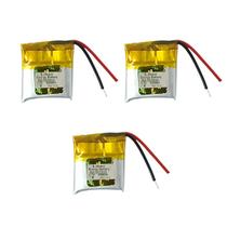 Kit 3 Bateria 80mAh C/ 3,7v 2 Fios Compatível C/ Fone de Ouvido mp3 e Outros 501515 mm