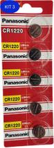 Kit 3 Bateria Cr1220 Panasonic - Lithium 3V Cartela 5 Unidades