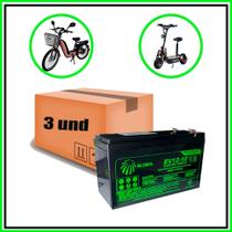 Kit 3 Bateria Selada Gel 12v 10ah - Ciclo Profundo - Ev12-10 - Global