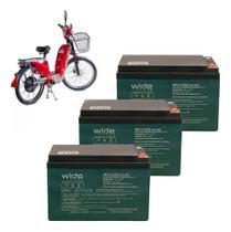 Kit 3 Bateria Wide 12v 15ah Bike Elétrica Ciclo Profundo