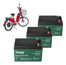 Kit 3 Baterias 12v 15ah Para Bicicletas Elétricas Bicicleta Duos Bike POP Veloster Bikelete