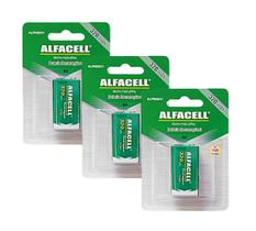 Kit 3 Baterias 9V Recarregavel Pilha Retangular 320 Mah - ALFACELL