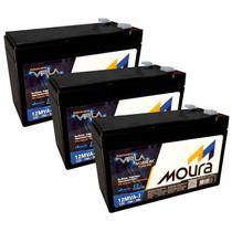 Kit 3 Baterias Estacionárias Moura 12MVA-7 7AH 12V VRLA AGM Nobreak