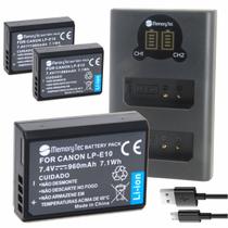Kit 3 Baterias LP-E10 MemoryTec + Carregador Duplo Compatível com Canon SLR 1100D 1200D 1300D / T3 / T5 / T6 / T7 / T100 / X50 / X70 Kit 3 Baterias LP-E10 MemoryTec + Carregador Duplo Compatível com Canon SLR 1100D 1200D 1300D / T3 / T5 / T6 / T7 / T100 / X50 / X70