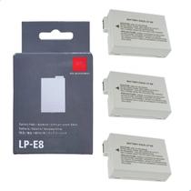 Kit 3 Baterias LP E8 Recarregáveis Para Câmeras Canon EOS 550D 600D 650D 700D T2i, T3i, T4i, T5i, X4, X5