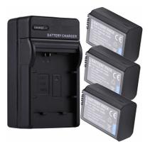 Kit 3 Baterias NP-FW50 MemoryTec+ 1 Carregador compatível com Sony ZV-E10 / A7S II / A7 II / A7R II / DSC-RX10 IV / NEX-7