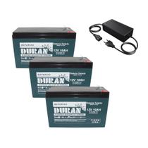 Kit 3 Baterias Selada Gel Ciclo Profundo Duran 10ah 12v 6-dzm-10 e Carregador 36v