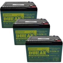Kit 3 Baterias Selada Gel Ciclo Profundo Duran 15ah 12v 6-dzm-15