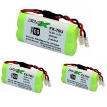 Kit 3 Baterias Telefone Sem Fio 2,4V 600Mah Aaa Flex Fx-70U