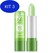 Kit 3 Batom Hidratante Labial Aloe Vera Muda Cor Com A Temperatura