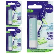 Kit 3 Batom Hidratante Labial Nivea Aloe Vera 4,8g