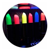 Kit 3 Batons Batom Neon Brilha Na Luz Negra Fluorescente