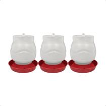 Kit 3 Bebedouro Para Aves Plastico Com Rosca 3,5 litros