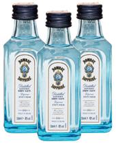 Kit 3 Bebida Gin Bombay Sapphire Mini Miniatura 50Ml