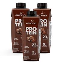 Kit 3 Bebida Láctea Emana Protein Sabor Cacau com 23g de Proteínas 250ml