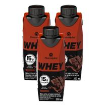 Kit 3 Bebida Láctea Piracanjuba Whey Zero Lactose com 15g de Proteína Chocolate 250ml