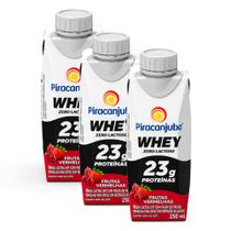Kit 3 Bebida Láctea Piracanjuba Whey Zero Lactose com 23g de Proteína Sabor Frutas Vermelhas 250ml