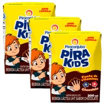 Kit 3 Bebida Láctea Pirakids School Sabor Chocolate 200ml