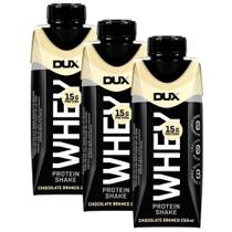 Kit 3 Bebida Láctea UHT Whey Protein Shake Dux Sabor Chocolate Branco com 15g de Proteína 250ml