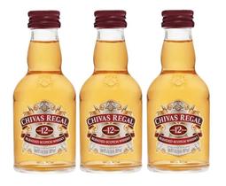 Kit 3 Bebida Whisky Chivas Regal 12 Years Vidro Mini 50Ml