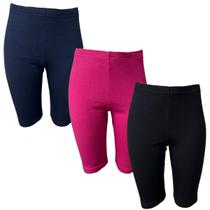 Kit 3 Beermuda Feminina Ciclista Infantil Short Leggin Algodão Macio