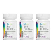 Kit 3 Belt Ferro, Vitamina C Ácido Fólico Suplemento Força