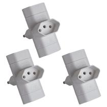 Kit 3 Benjamim T De Tomadas 3 Pinos 10A Margirius - Cinza