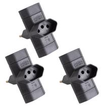 Kit 3 Benjamim T De Tomadas 3 Pinos 10A Margirius - Preto