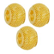 Kit 3 Berloques Separadores Murano Telinha Banhado a Ouro 18k Kit 3 Berloques Separadores Murano Telinha Banhado a Ouro 18k
