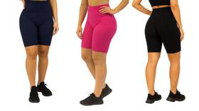 Kit 3 Bermuda Bolha Fitness Feminina Academia Brocado COR:PINKTAMANHO:M