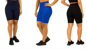 Kit 3 Bermuda Bolha Fitness Feminina Academia Brocado COR:ROYALTAMANHO:G
