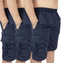 Kit 3 Bermuda Cargo Masculina de Tactel G1 ao G4 Plus Size