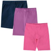 Kit 3 Bermuda Ciclista Infantil Feminina Básica Dia a Dia Escola Cotton Verão Malwee Menina Kit 3 Bermuda Ciclista Infantil Feminina Básica Dia a Dia Escola Cotton Verão Malwee Menina