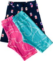 Kit 3 Bermuda Ciclista Infantil Para Meninas - Cotton