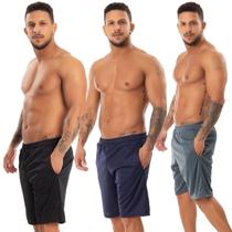 Kit 3 Bermuda Esportiva Academia Corrida Bolso Masculina