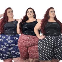 Kit 3 Bermuda Feminina Liganete Plus Size Senhora Conforto Moda Evangélica