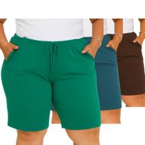 Kit 3 Bermuda Feminina Senhoras Plus Viscolycra Dia A Dia