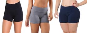 Kit 3 Bermuda Feminina Short Curto Suplex Fitness Academia Kit 3 Bermuda Feminina Short Curto Suplex Fitness Academia