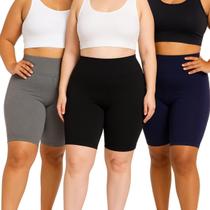 Kit 3 Bermuda Fitness Plus Size Reforçada Cos Alto Dia A Dia