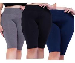 Kit 3 Bermuda Fitness Plus Size Reforçada Cos Alto Dia A Dia