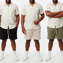 Kit 3 Bermuda Linho Plus Size Masculina Bolso Faca Mauricinho G1 G2 G3 G4