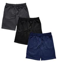 Kit 3 Bermuda Masculina Moletom WSS Basic Preto, Cinza e Azul Kit 3 Bermuda Masculina Moletom WSS Basic Preto, Cinza e Azul