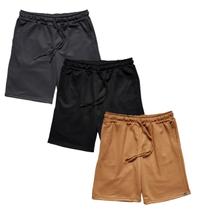 Kit 3 Bermuda Masculina Moletom WSS Basic Preto, Cinza e Mostarda Kit 3 Bermuda Masculina Moletom WSS Basic Preto, Cinza e Mostarda