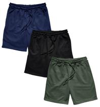 Kit 3 Bermuda Masculina Moletom WSS Basic Preto, Verde e Azul Kit 3 Bermuda Masculina Moletom WSS Basic Preto, Verde e Azul